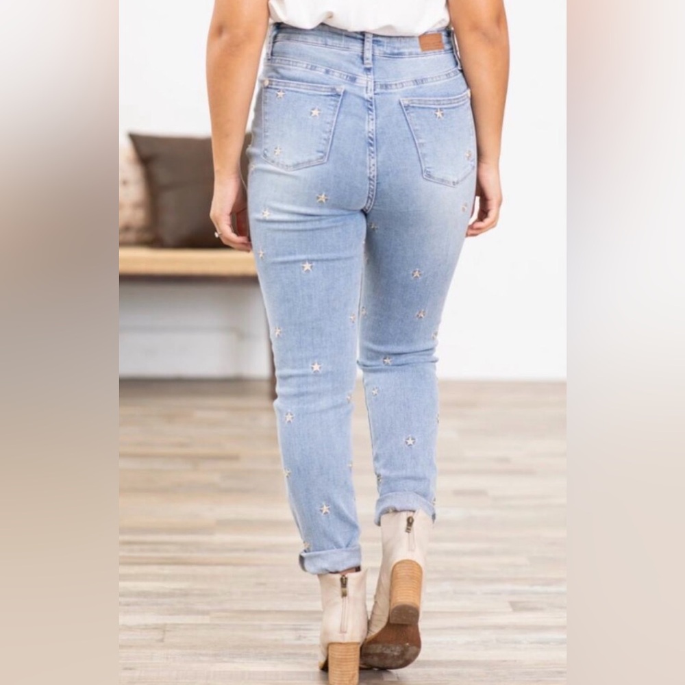 Judy Blue Star Embroidered Jeans High Waist Skinny Fit Size 5/27 - Picture 8 of 14